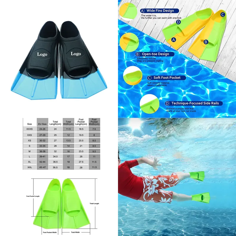 Swim Fin Short Blade - Pinne da Immersione Professionali in Silicone
